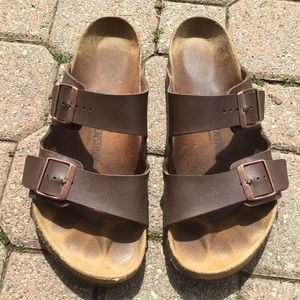 Birkenstock mens brown leather sandals condition as shown size 10